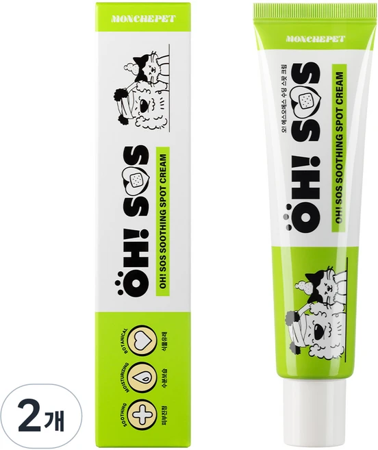 (가려움증+붉은기)몽셰펫 반려동물 진정 보습 피부연고 발사탕 곰팡이 습진 귀염증 발바닥갈라짐, 2개, 50ml - 쿠팡