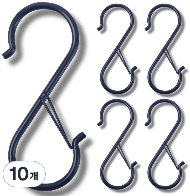 생활해랑 잠금형 S자 고리 걸이, 10개, 블랙
