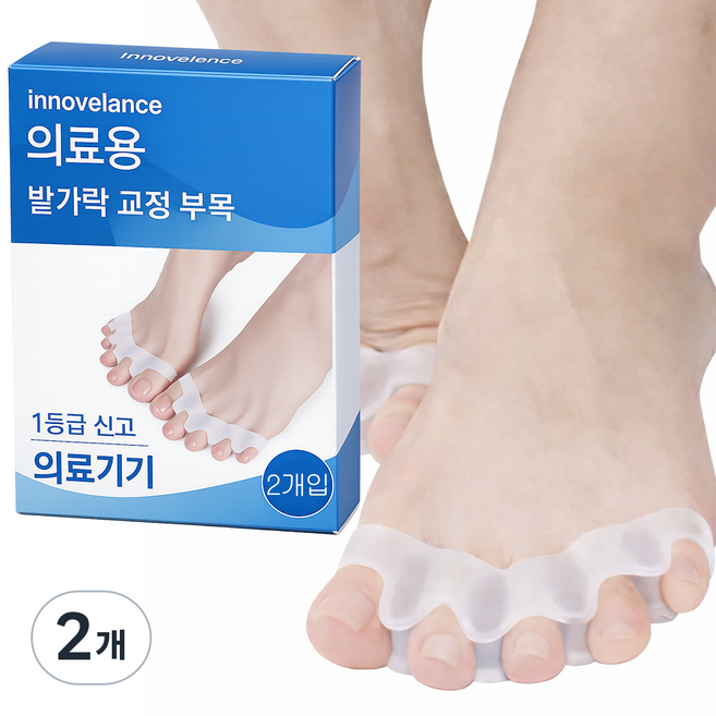 이노밸런스 의료용 무지외반증 실리콘 발가락 교정기 투명 스킨, 2개