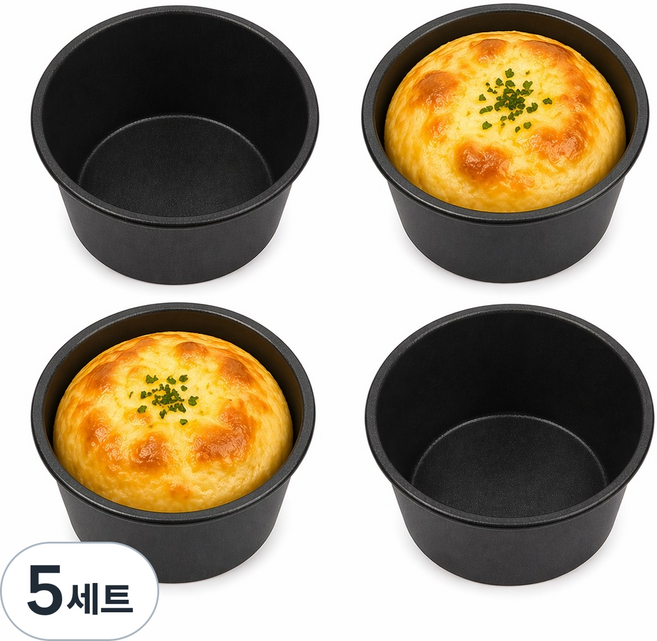 머핀 틀 1구 4개 세트 국산 논스틱 오븐용 미니케이크, 5세트