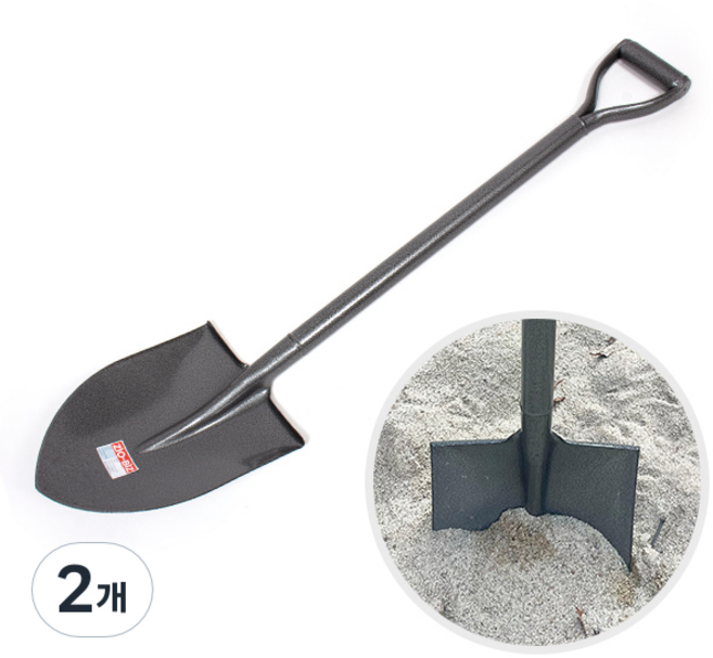 ZIO-BIZ 강철 막삽 / 고강도 내구성 스틸 일체형 삽 철삽 막삽 건설현장 농촌 농기구 군대 서바이벌 해루질 갯벌체험 갯벌삽 갯벌체험 캠핑 원예도구 가드닝 조개잡이, 2개