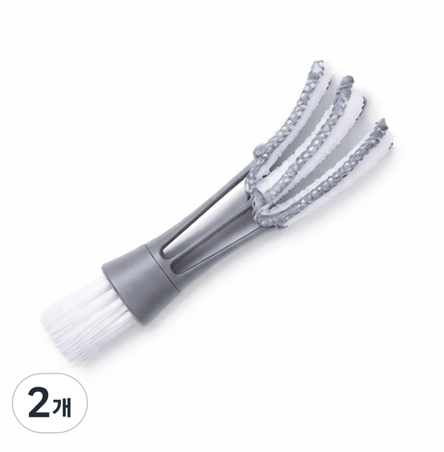 차량용 2in1 듀얼헤드 송풍구 틈새 먼지제거 브러시 극세사 에어컨 청소솔, 2개
