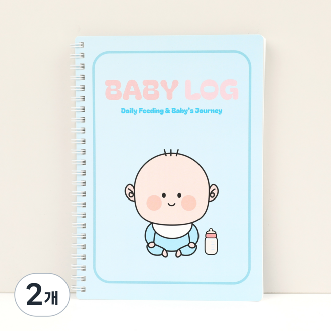 베베맘랩 아기 수유일지 성장일지 A5, 2개, 파스텔블루