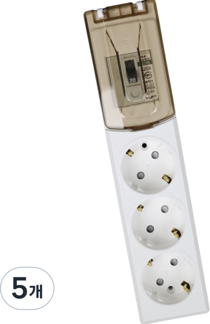 매직파워 국산 고용량멀티탭 3구 배선차단용, 5개, 화이트, 5m