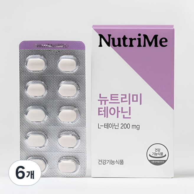 뉴트리미 테아닌 스트레스 긴장완화 L 테아닌 릴렉스 건강기능식품, 30정, 6개