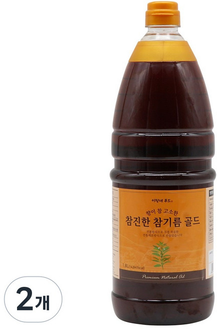 이장네_향이 참 고소한 참진한 참기름 골드_참깨분100퍼센트 _, 2개, 1.8L