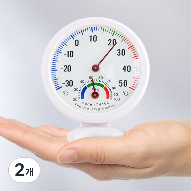 제스트플로우 아날로그 온습도계 탁상용 벽걸이 겸용, 2개, 화이트