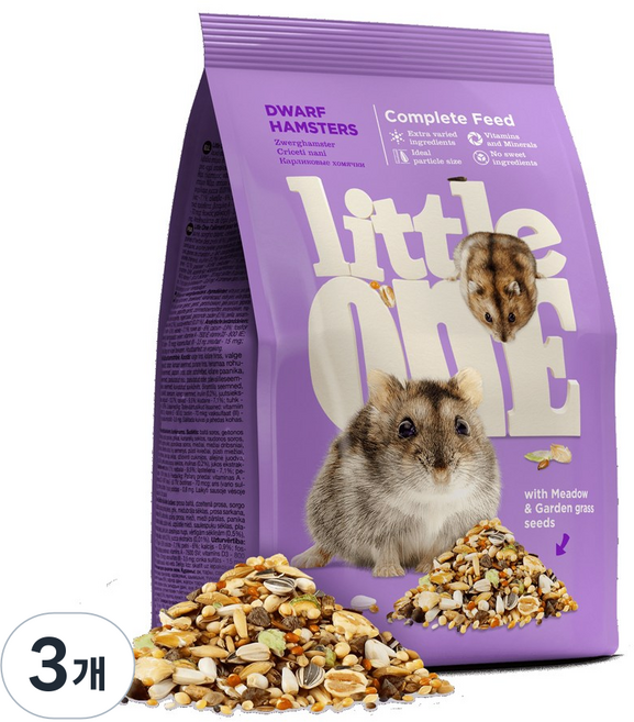 LittleOne 드워프 햄스터 주식사료, 400g, 3개