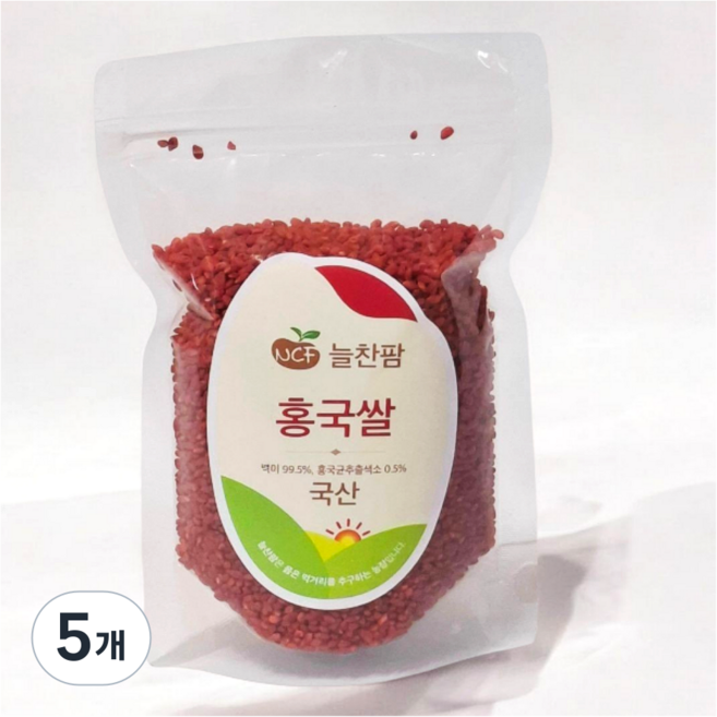 홍국쌀 25년산 % 국내산 발효 건강쌀 늘찬팜, 1kg, 5개
