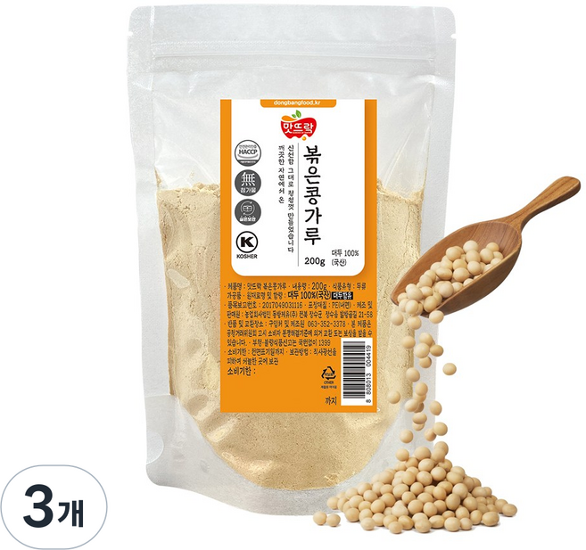 맛뜨락 국산 우리콩 볶은콩가루, 3개, 200g