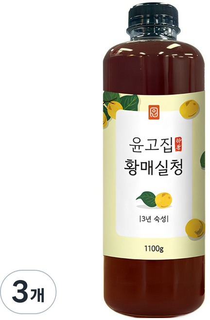 윤고집 하동 황매실청 매실장인 3년숙성, 3개, 1개입, 1.1kg