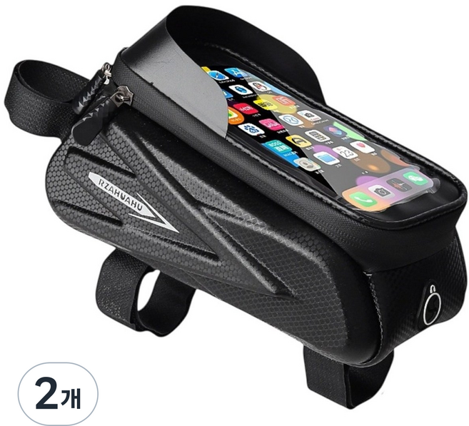 어썸앤유 자전거 핸들 핸드폰 방수 거치대 가방, 2개, 블랙