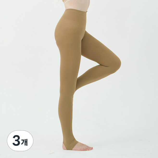 엠엠스포츠 여성 국내생산 가을 겨울 간절기 200D 기모 압박 골프스타킹, 커피색