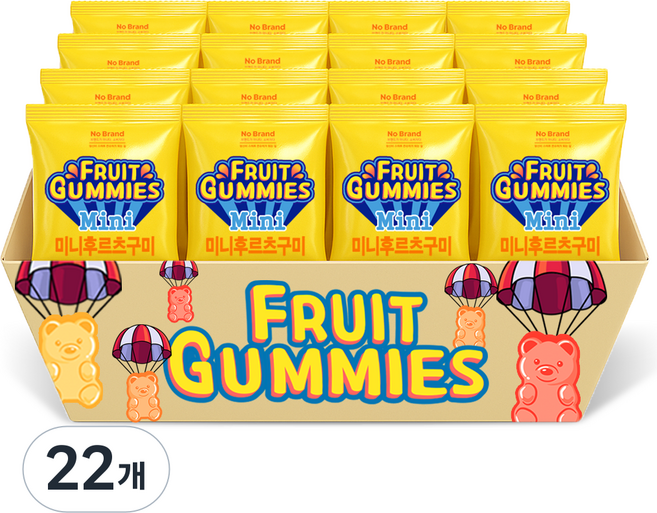 스낵큐 노브랜드 과자, 22개, 미니후르츠구미