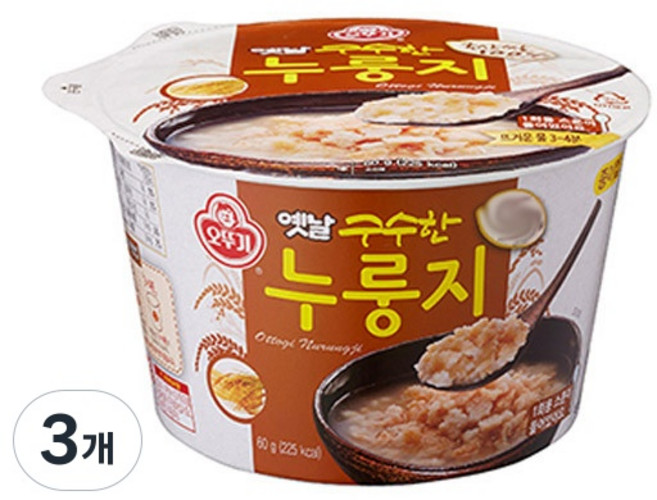 [오뚜기] 옛날 구수한 누룽지 (용기), 60g, 3개