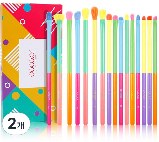 Docolor 아이 메이크업 전문 브러쉬 풀 세트 블렌딩 아이섀도우 아이라이너 아이브로우 브러쉬 포함 정밀한 화장 도구, 2개, N1608
