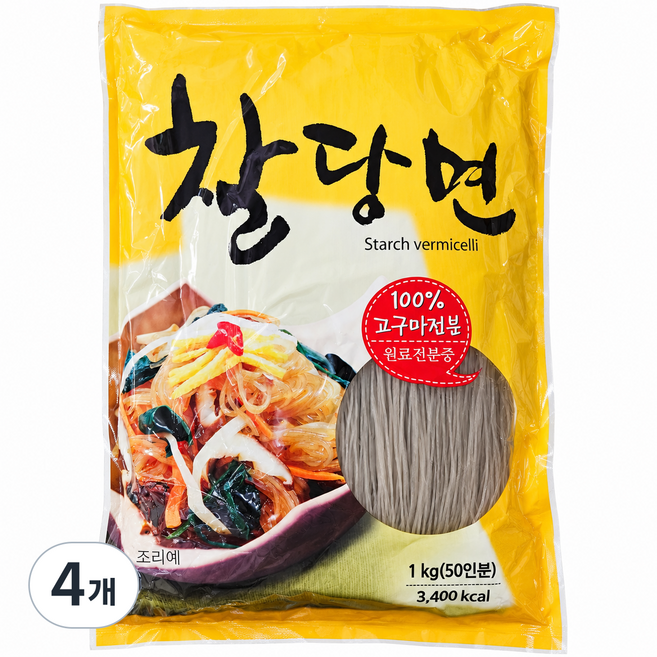 해진유통 풍년식품 찰당면 잡채 고구마전분100%, 4개, 1kg
