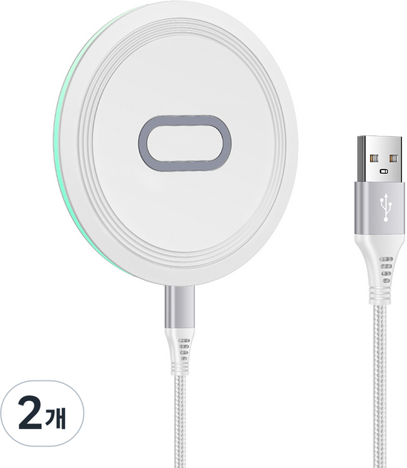 ANNIBER Qi 15W C타입 고속 무선충전기 패드 갤러시 Z플립7/6/5/4/3 Z폴드7/6/5/4/3 아이폰17/16/15 버즈 에어팟 프로 호환, 2개, 화이트
