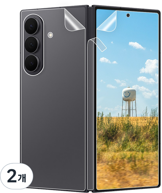 폴드 올인원 액정 후면 힌지 우레탄 투명 보호필름, 2개