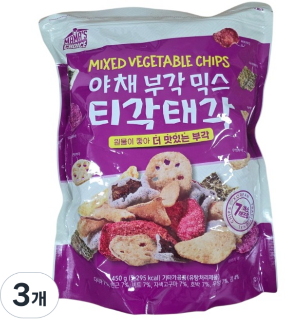마마스초이스 대용량 마른안주 건강간식 야채부각 티각태각 450g, 3개