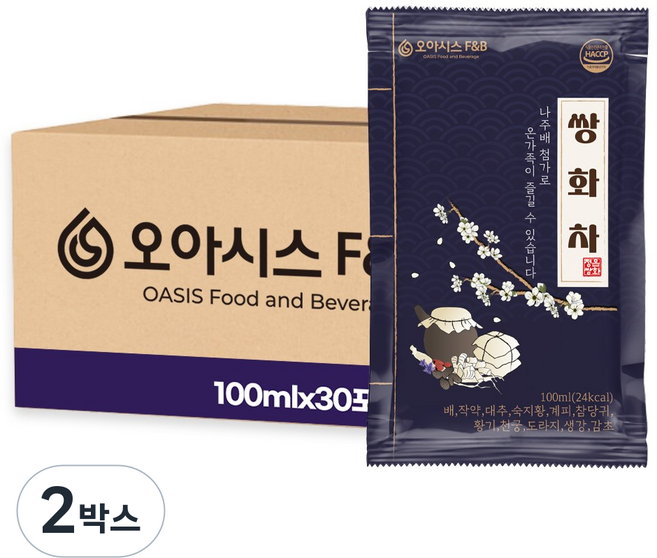 오아시스 쌍화차, 2박스, 30개입, 100ml