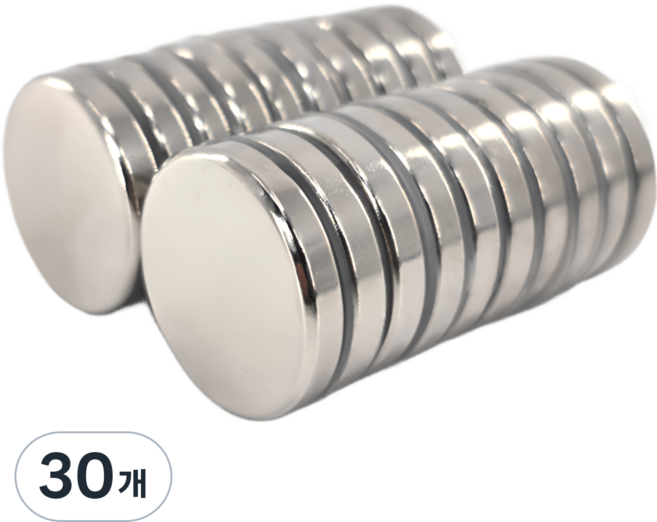 마니코 세트 초강력 네오디움 자석 원형 지름30mm X 두께5mm 작업용 가정용 산업용 공구 붙이는 강력 부착식 마그네틱, 실버, 30개