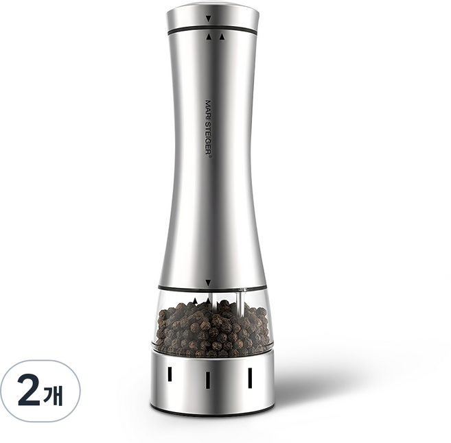 마리슈타이거 프라임 전동 스테인레스 페퍼밀 소금 후추 그라인더, 2개