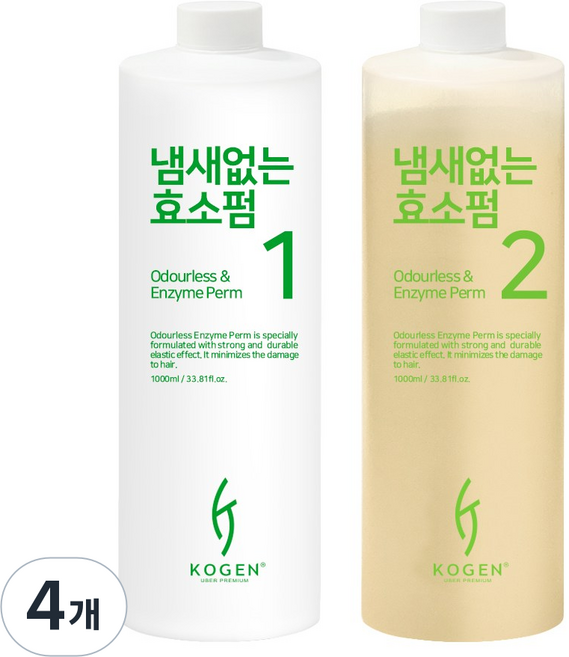 코겐 냄새 없는 효소펌 멀티펌 파마약 1제 2제 각, 4개, 1000ml