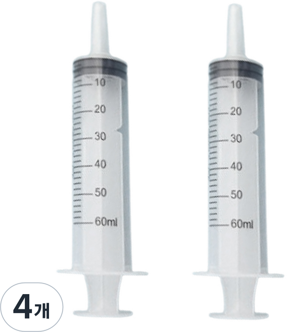 제이팩 반려동물피딩용 주사기, 4개, 반투명