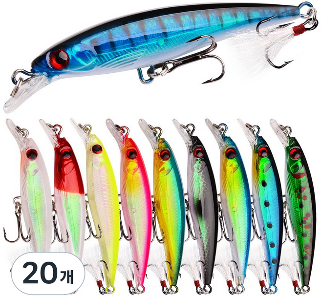 Hqzoomee메탈지그 세트 농어 광어 우럭 볼락 고등어 삼치 더블훅 크롬메탈지그, 20개, 6.8g, 믹스 컬러의