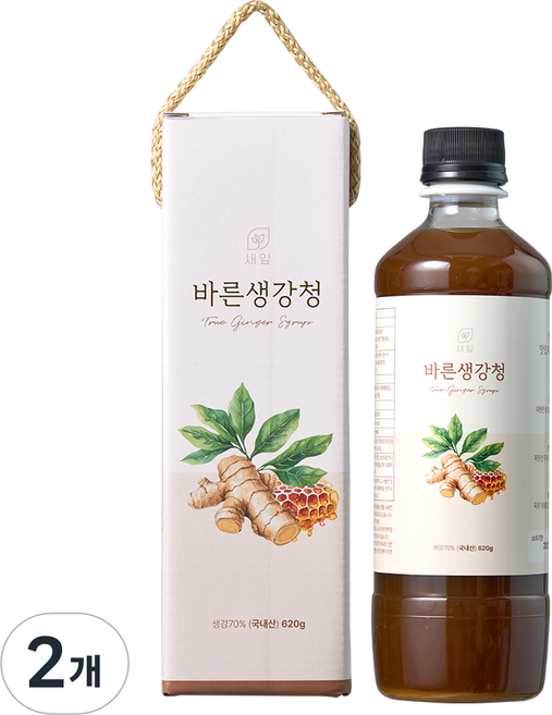 물 한방울 안들어간 국내산 100% 안동 생강 천연벌꿀함유 바른 생강청 원액 생강차, 2개, 1개입, 620g