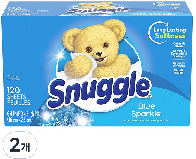 스너글 건조기 드라이시트 블루 스파클, 2개, 120매입