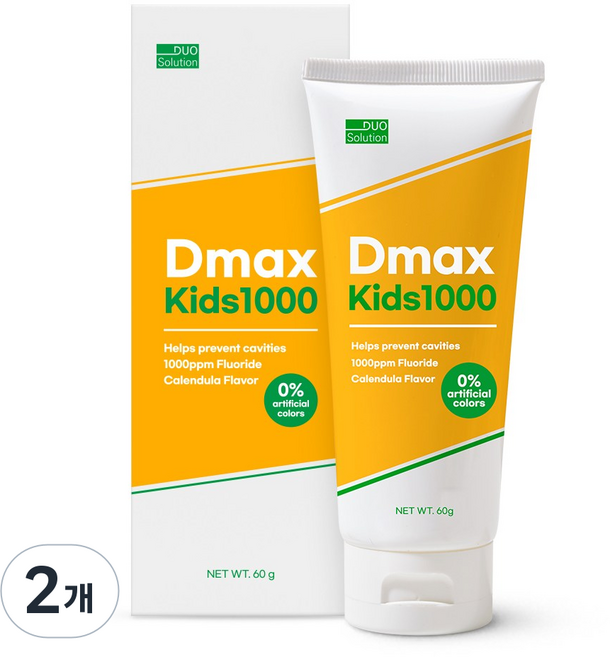 듀오솔루션 디맥스 키즈 1000 어린이 불소 치약 1000ppm, 60g, 2개