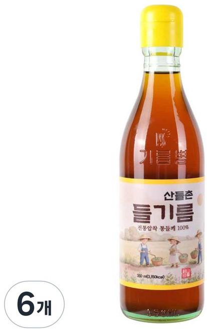 산들촌 통들깨 들기름 100%, 6개, 350ml