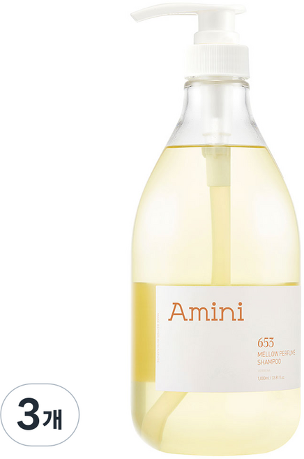 아미니 약산성 단백질 두피케어 샴푸 버베나향 (자연유래 계면활성제 100%), 1L, 3개