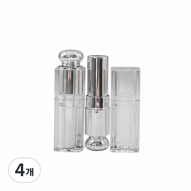 미니 립스틱용기 립밤 공병 화장품 소분 용기 립밤만들기 diy, 4개, 실버