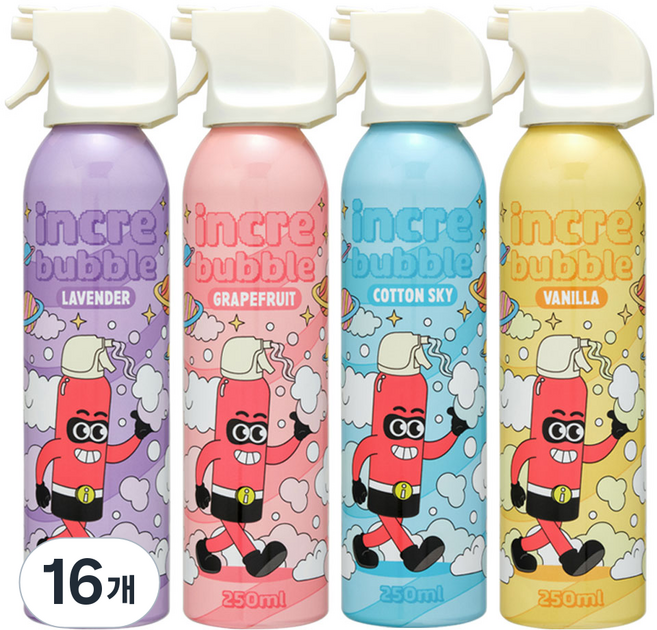 따블리에 인크레버블 유아 버블클렌저 바디클렌저 버블폼 거품목욕, 250ml, 16개