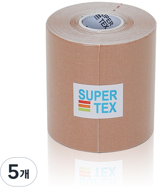 슈퍼텍스 키네시올로지 스포츠테이프 테이핑 나사라테이프 7.5cm x 5m, 5개