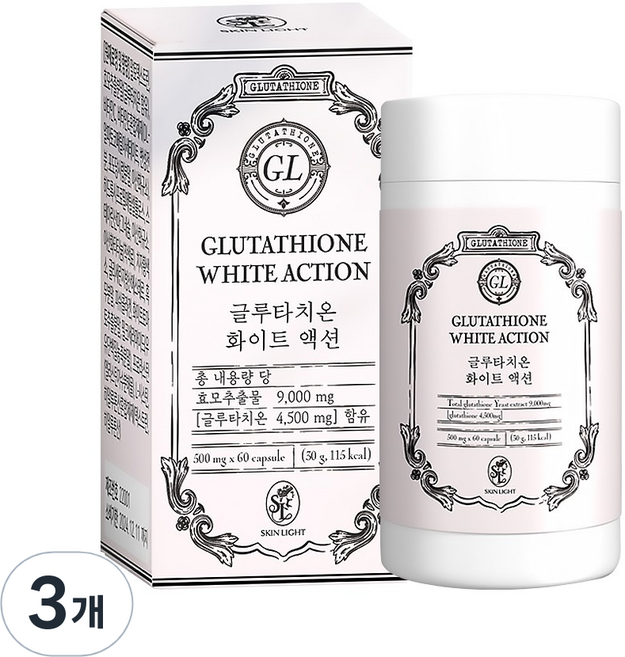 스킨라이트 고함량 글루타치온 다이렉트 화이트 60정 (글루타치온 순함량 4 500mg), 3개