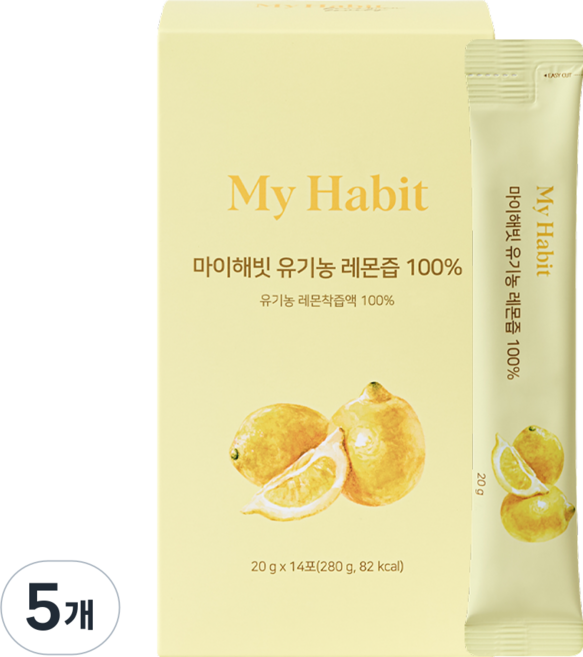 마이해빗 유기농 레몬즙 100%, 5개, 280g