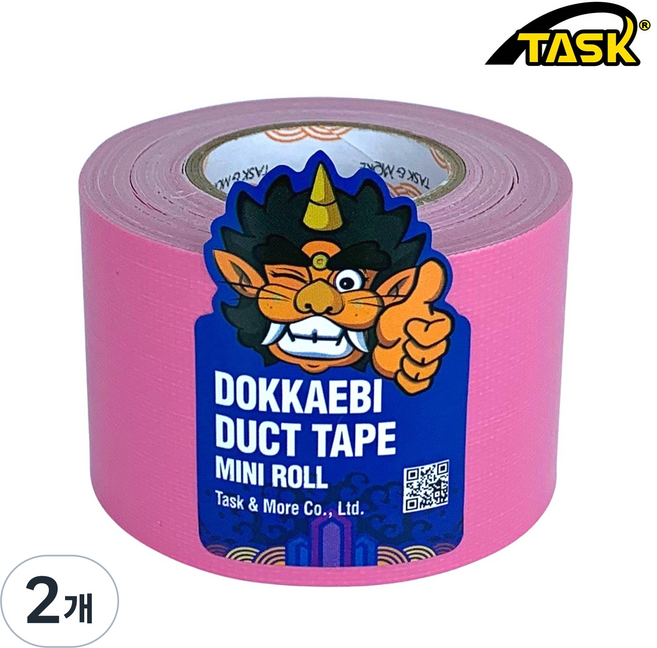 도깨비 수출용(국내산) 덕트테이프 덕테이프 미니롤 PINK 50mmX10m, 2개