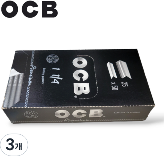 OCB 오씨비 프리미엄 페이퍼 78mm 1BOX(25EA), 3개, 블랙