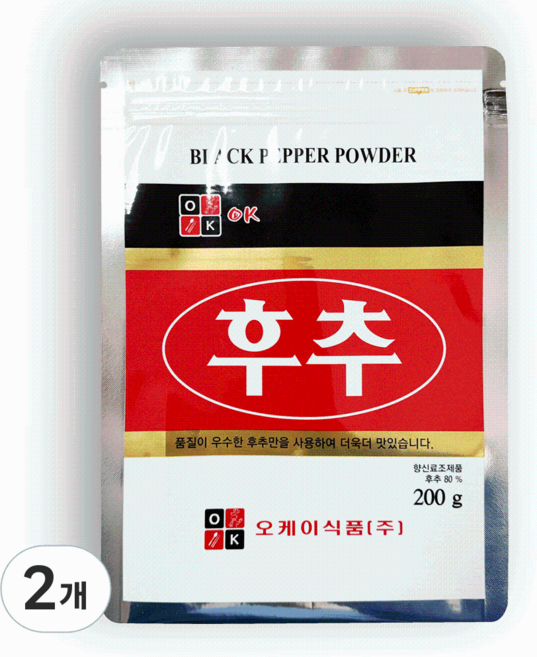오케이 후추 후추분말 대용량 업소용, 200g, 2개