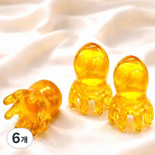 프라임 문어 두피 괄사 마사지기, 앰버 골드, 6개