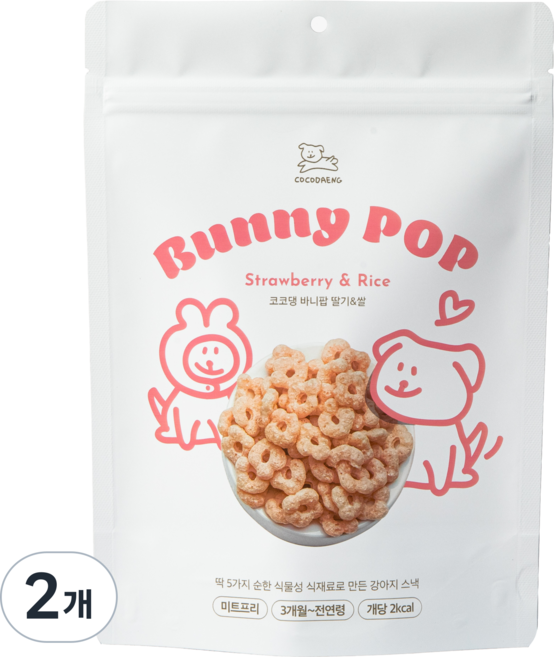 날씬한 강아지 간식 바니팝 딸기맛, 혼합맛(딸기/쌀), 50g, 2개
