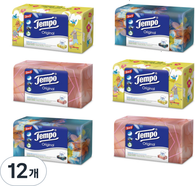 템포 갑티슈 12갑[바코드 오류/로켓그로스 미운영], 100매입, 12개