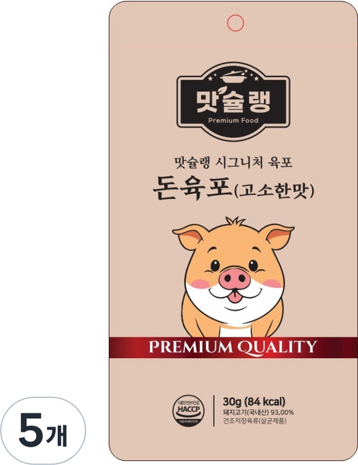 맛슐랭 시그니처 육포 돈육포(고소한맛), 5개, 30g