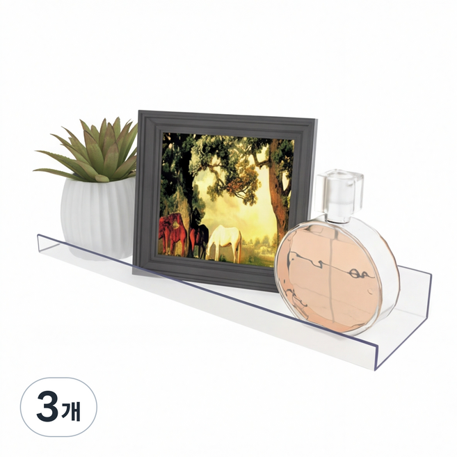 Olivet 아크릴 무공층 선반 다기능 벽걸이형 전시대, 투명, 3개
