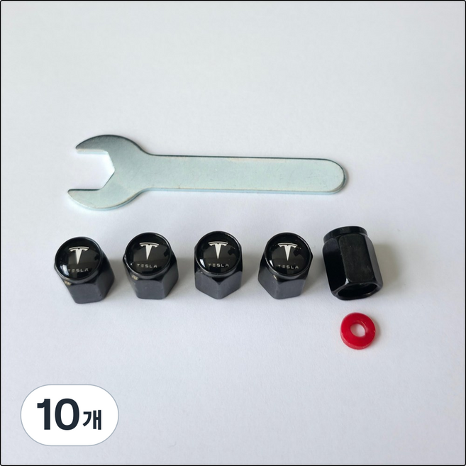 테슬라 타이어 에어 밸브캡 블랙 로고 자동차 휠 마개, 검정, 5개