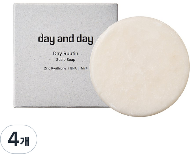 데이앤데이 샴푸바 데이루틴 스칼프솝 쿨 지성 비듬 머리냄새 가려움 징크피리치온 샴푸, 4개, 120g